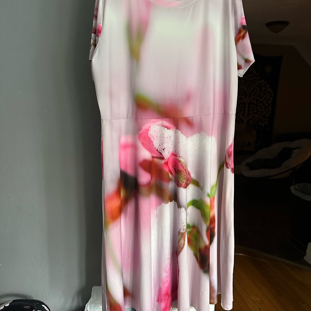 Floral Pink and White Dress